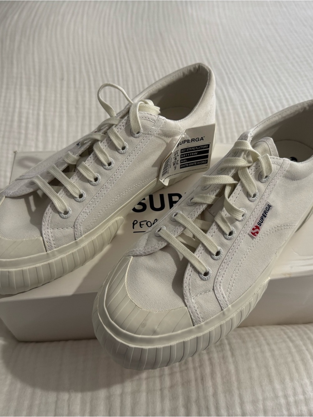 Superga 2631 stripe platform White Avorio canvas sneakers